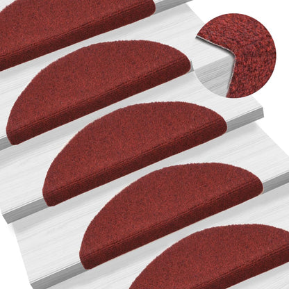 vidaXL Tapis d'escalier auto-adhésif Poinçon aiguilleté 15 pcs Rouge