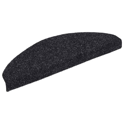 vidaXL Tapis d'escalier auto-adhésif Poinçon aiguilleté 15 pcs Noir