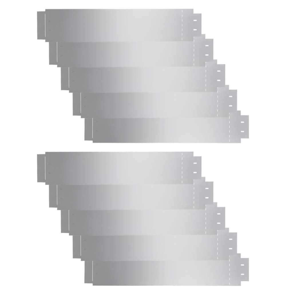 vidaXL Clôture de pelouse 10 pcs Acier galvanisé 100x20 cm