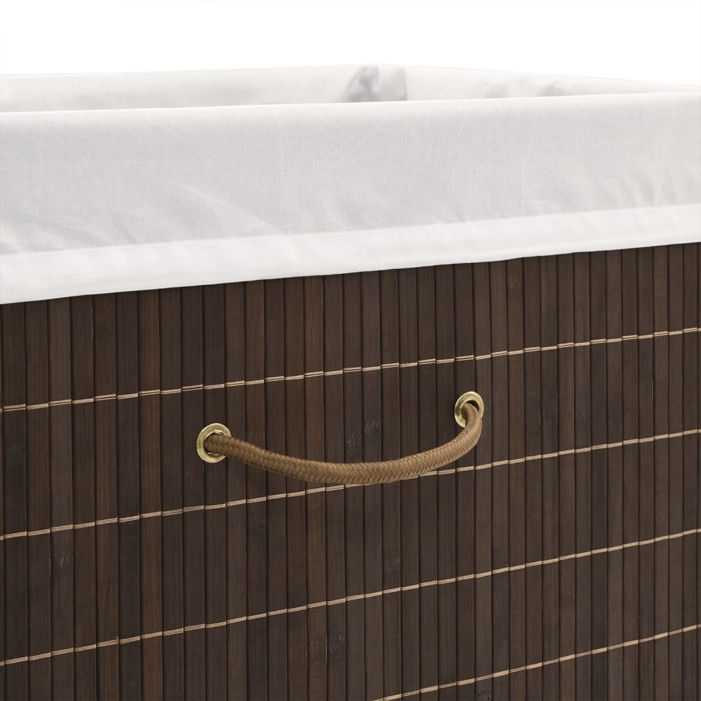 vidaXL Panier à linge rectangulaire Bambou Marron foncé