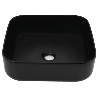 vidaXL Lavabo carré Céramique Noir 38 x 38 x 13,5 cm