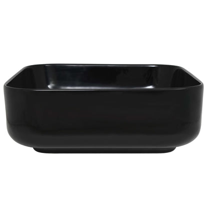 vidaXL Lavabo carré Céramique Noir 38 x 38 x 13,5 cm