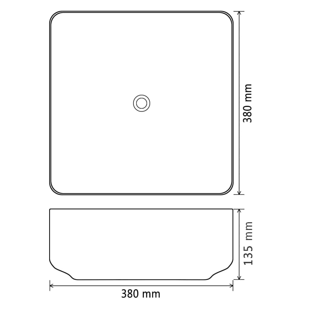 vidaXL Lavabo carré Céramique Noir 38 x 38 x 13,5 cm