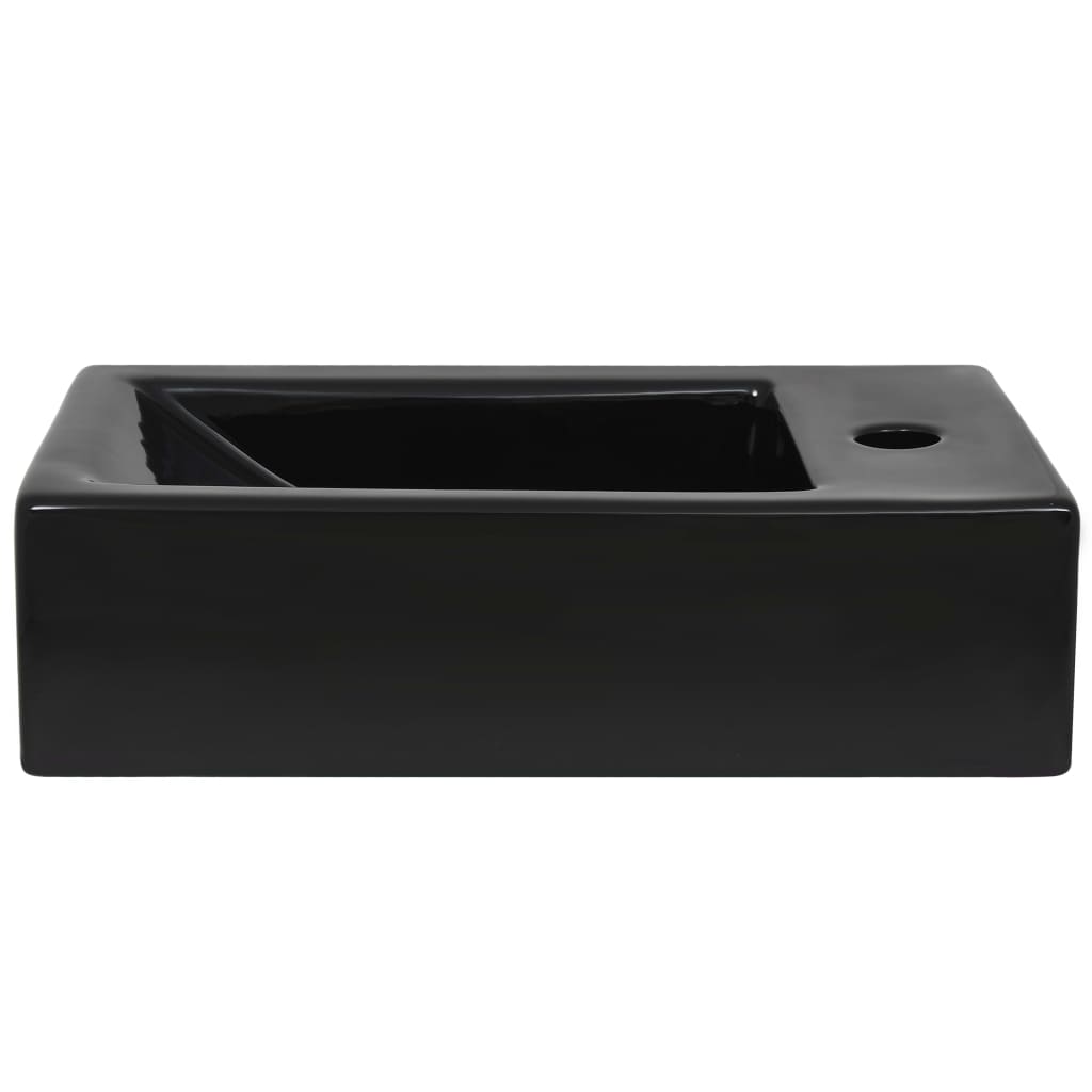 vidaXL Vasque avec trou de robinet Céramique Noir 46 x 25,5 x 12 cm