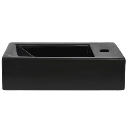 vidaXL Vasque avec trou de robinet Céramique Noir 46 x 25,5 x 12 cm
