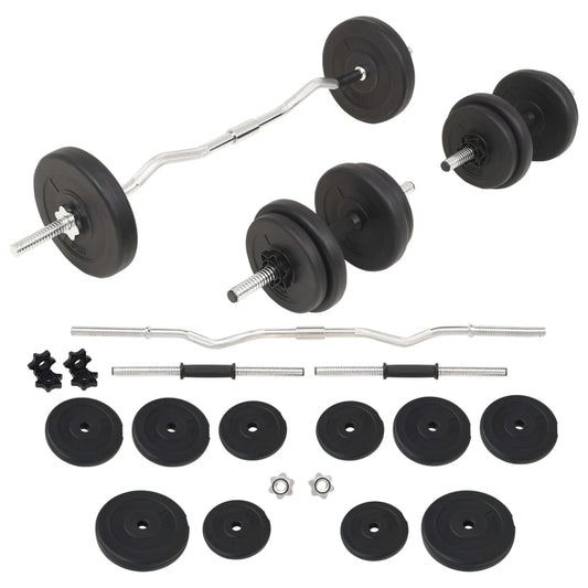 vidaXL Ensemble d'haltères et barres d'haltères 30 kg
