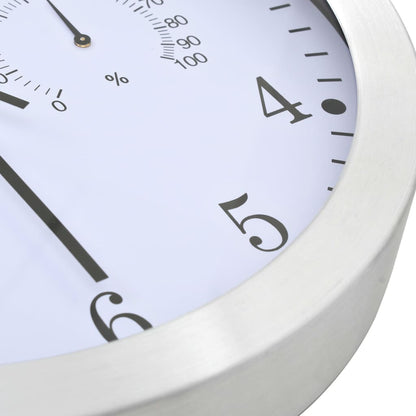 vidaXL Horloge murale à quartz Hygromètre et thermomètre 30 cm Blanc