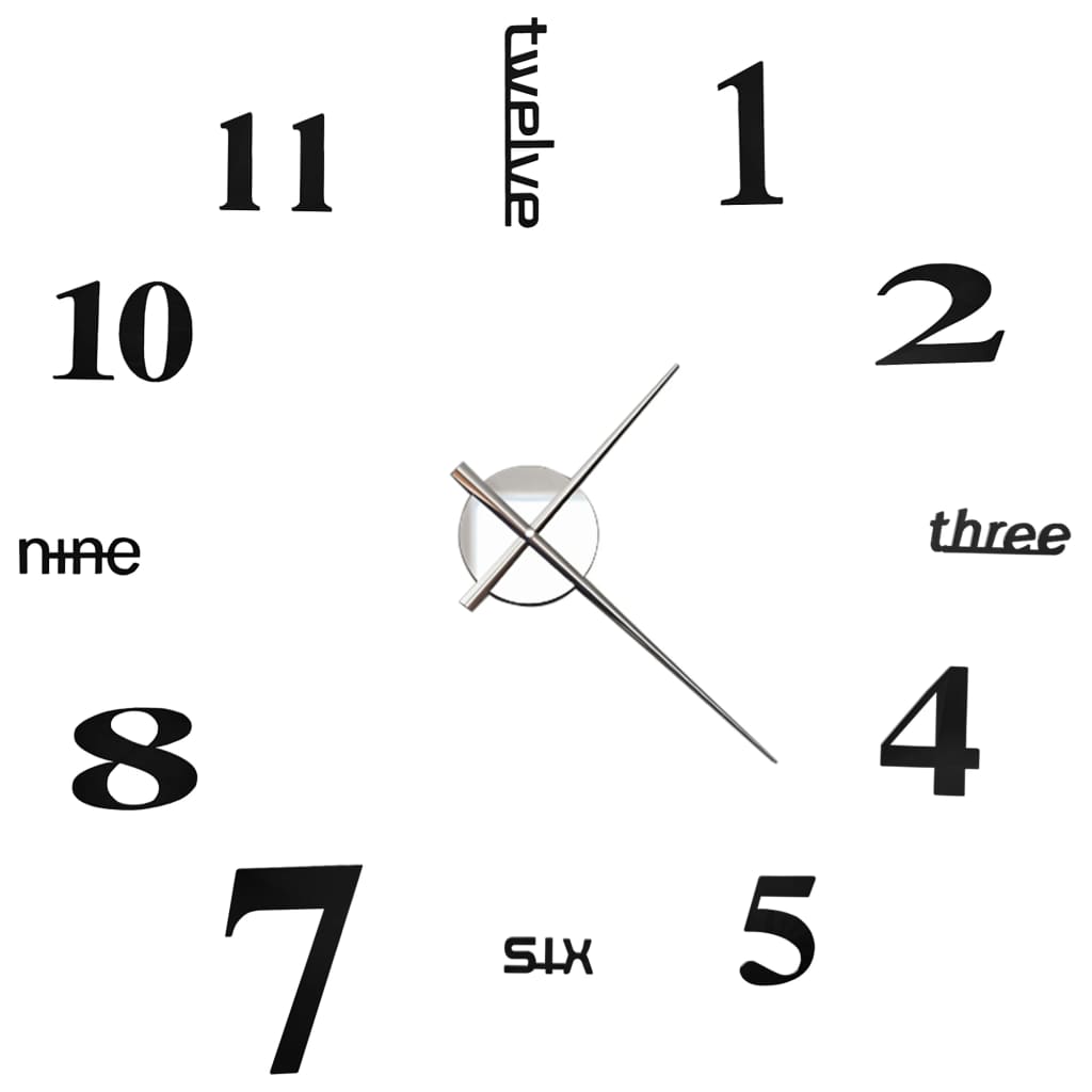 vidaXL Horloge murale 3D Design moderne 100 cm XXL Noir