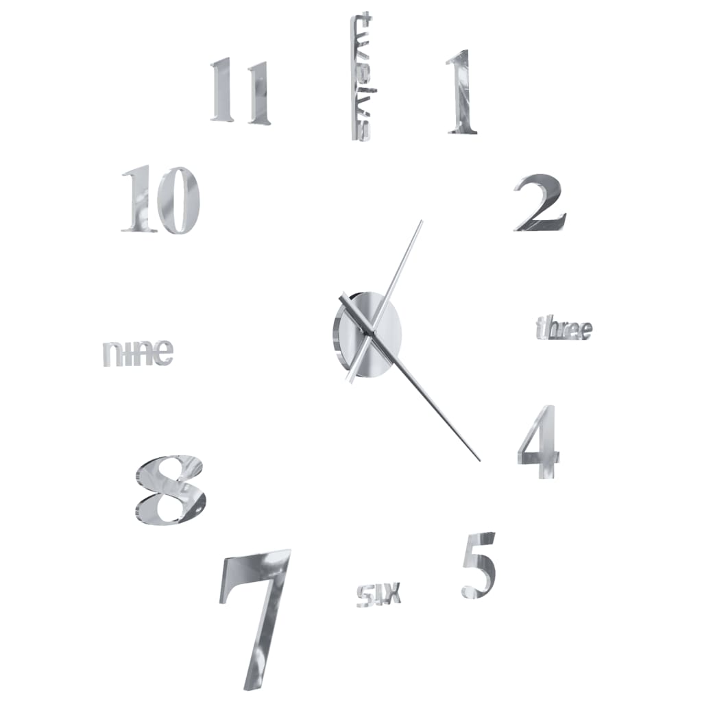 vidaXL Horloge murale 3D Design moderne 100 cm XXL Argenté