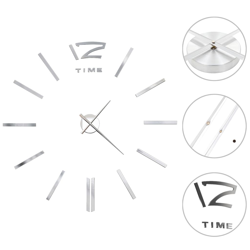 vidaXL Horloge murale 3D Design moderne 100 cm XXL Argenté