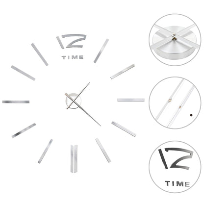 vidaXL Horloge murale 3D Design moderne 100 cm XXL Argenté