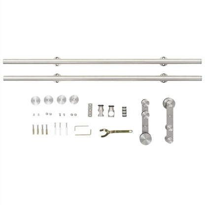 vidaXL Kit fixation porte coulissante 183 cm Acier inoxydable Argenté