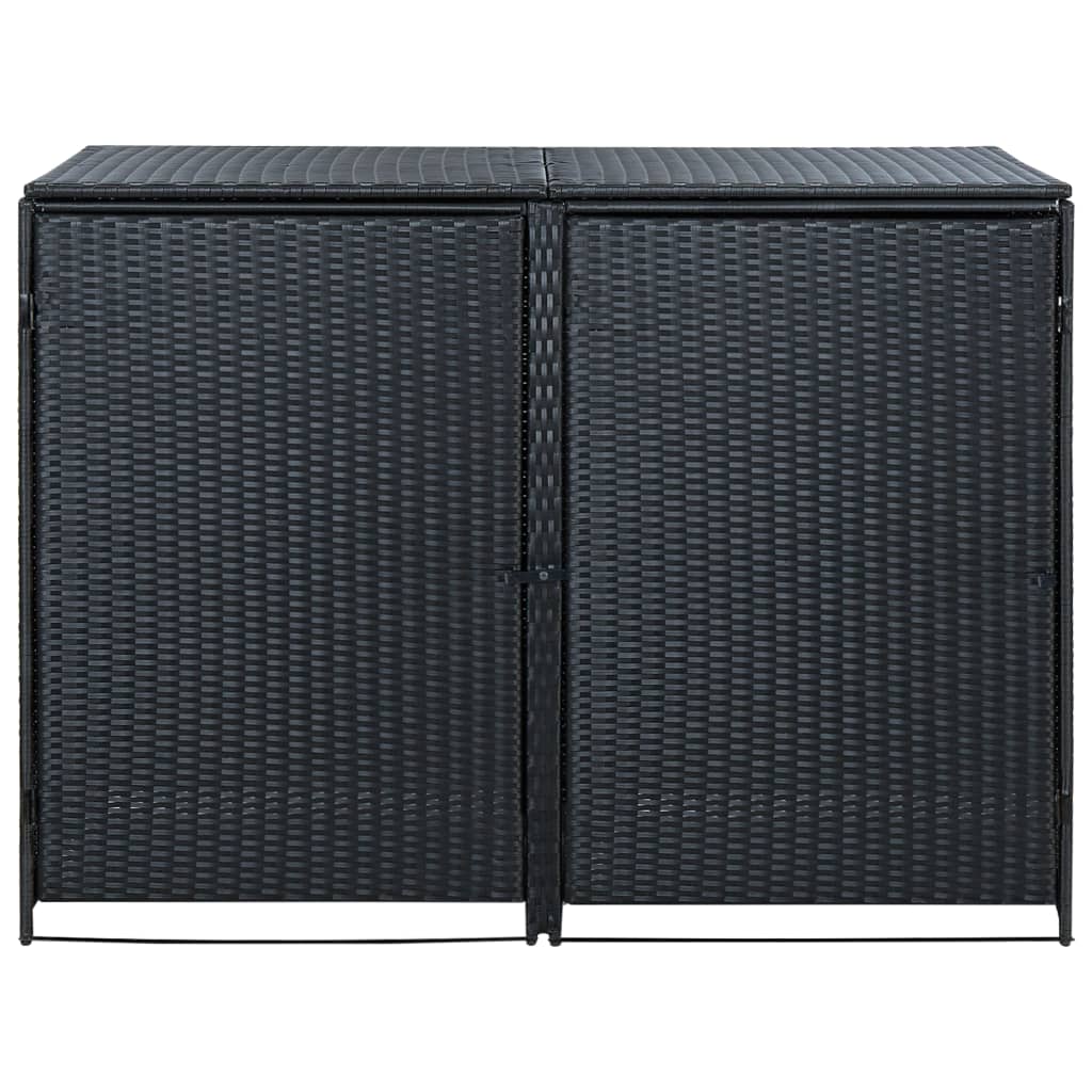 vidaXL Abris pour poubelle double Résine tressée Noir 148x80x111 cm