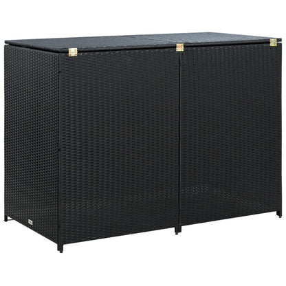 vidaXL Abris pour poubelle double Résine tressée Noir 148x80x111 cm