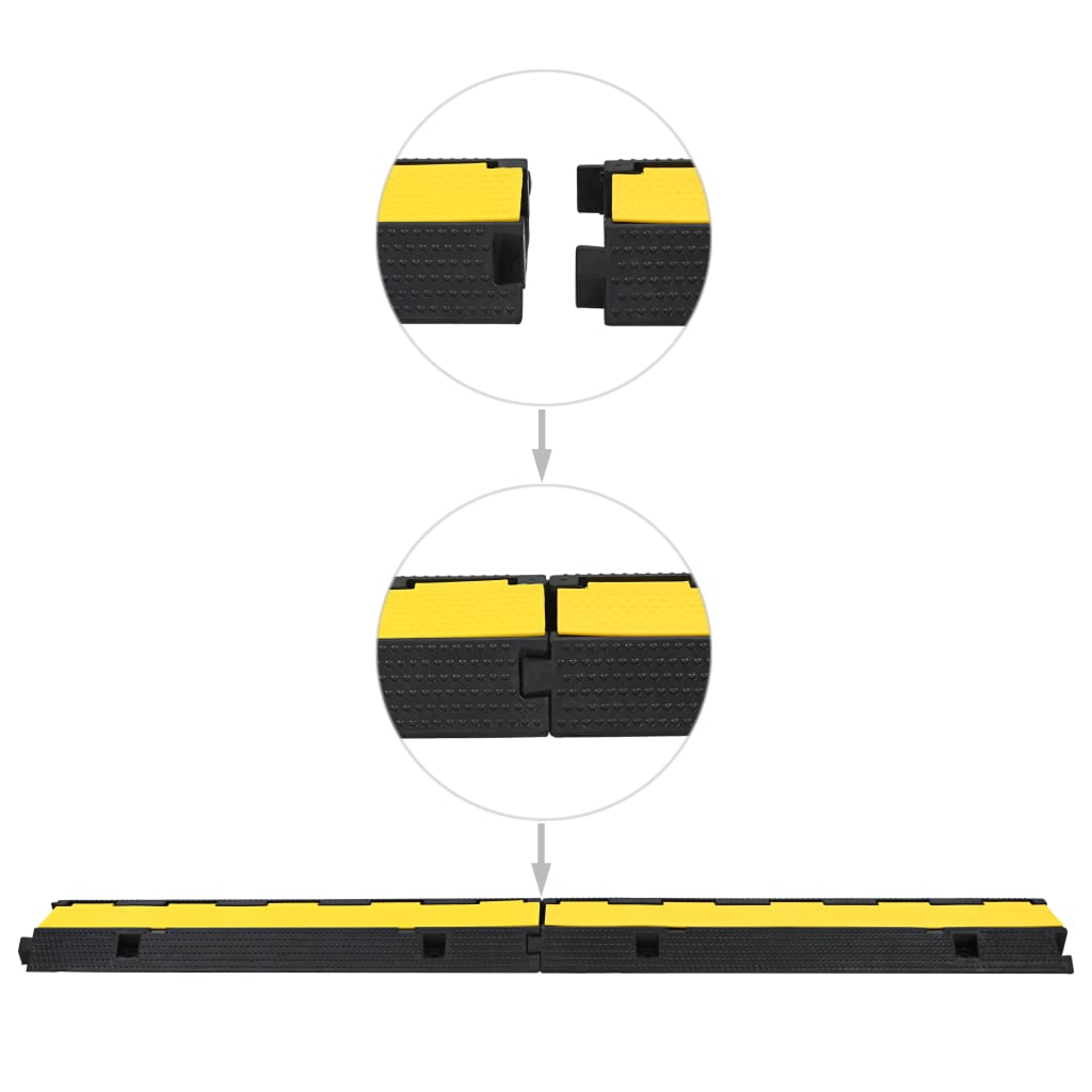 vidaXL Rampe de protection de câble 2 pcs 1 canal caoutchouc 100 cm
