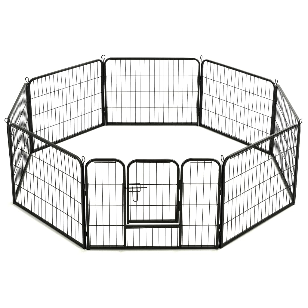 vidaXL Parc pour chiens 8 panneaux Acier 60 x 80 cm Noir