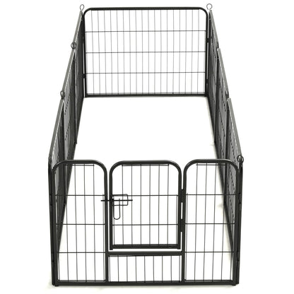 vidaXL Parc pour chiens 8 panneaux Acier 60 x 80 cm Noir
