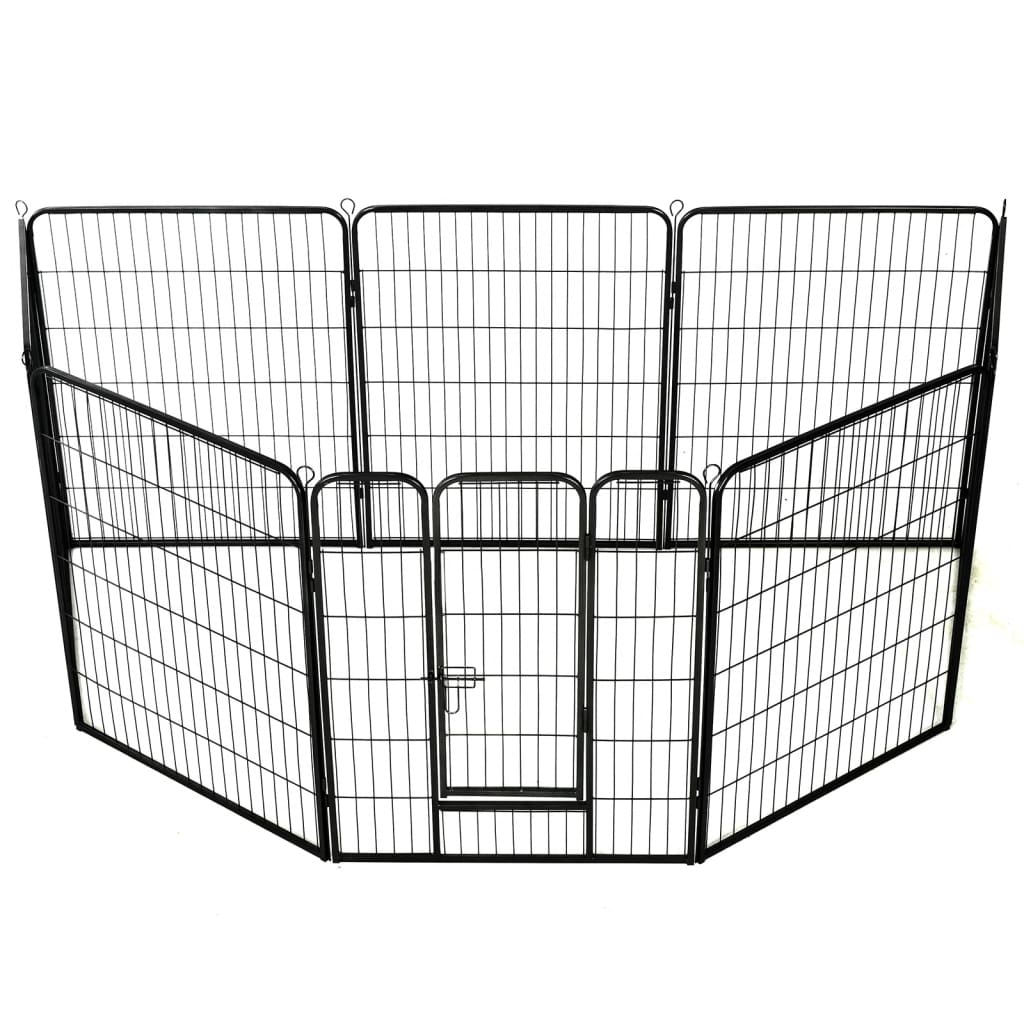 vidaXL Parc pour chiens 8 panneaux Acier 80 x 100 cm Noir