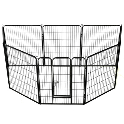 vidaXL Parc pour chiens 8 panneaux Acier 80 x 100 cm Noir