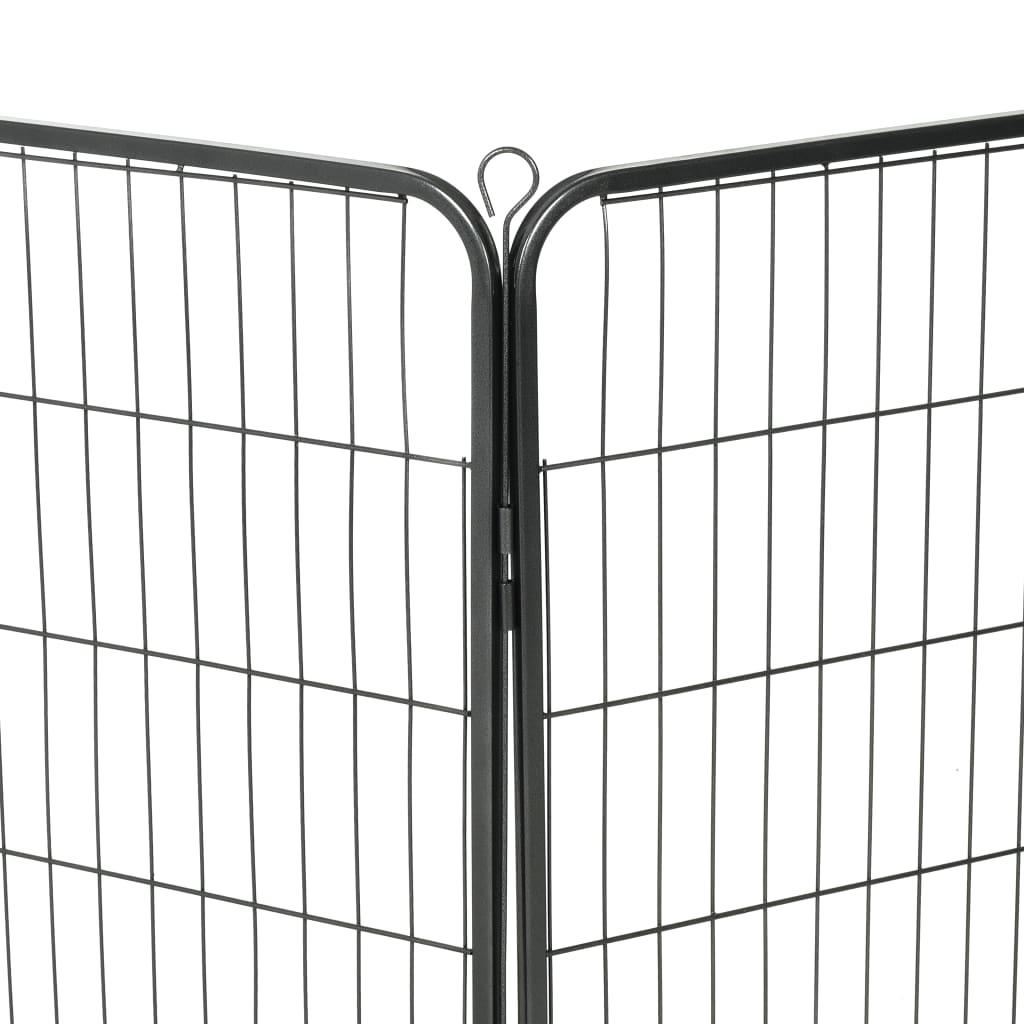 vidaXL Parc pour chiens 8 panneaux Acier 80 x 100 cm Noir