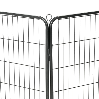 vidaXL Parc pour chiens 8 panneaux Acier 80 x 100 cm Noir