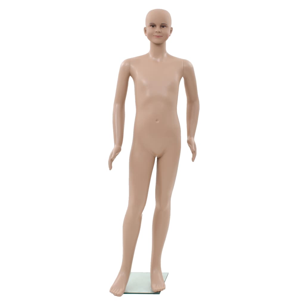 vidaXL Mannequin enfant corps complet avec base verre Beige 140 cm