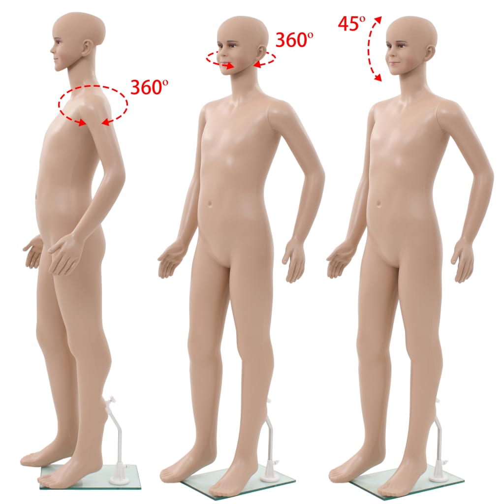 vidaXL Mannequin enfant corps complet avec base verre Beige 140 cm