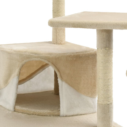 vidaXL Arbre à chat avec griffoirs en sisal 203 cm Beige et Blanc