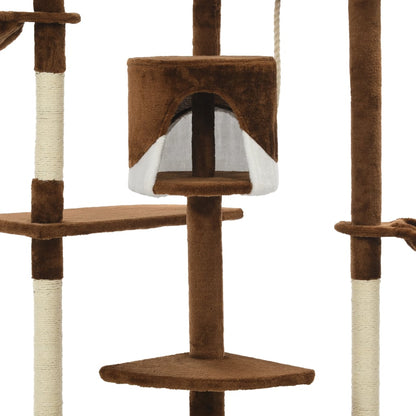 vidaXL Arbre à chat avec griffoirs en sisal 203 cm Marron et Blanc