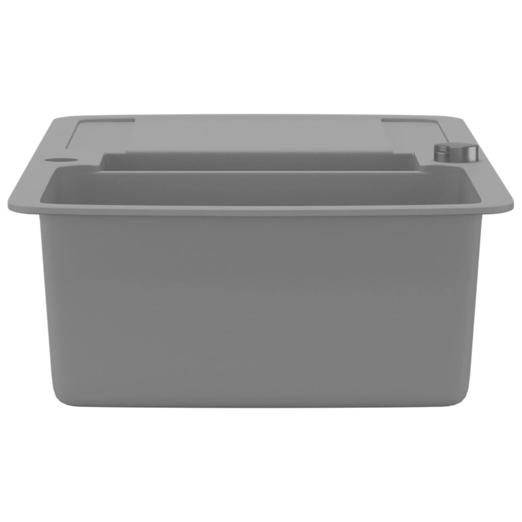 vidaXL Évier de cuisine en granit Double bac Gris
