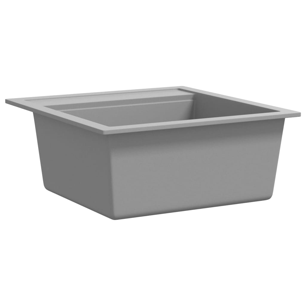 vidaXL Évier de cuisine en granit Bac unique Gris