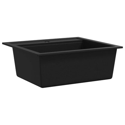 vidaXL Évier de cuisine en granit Bac unique Noir