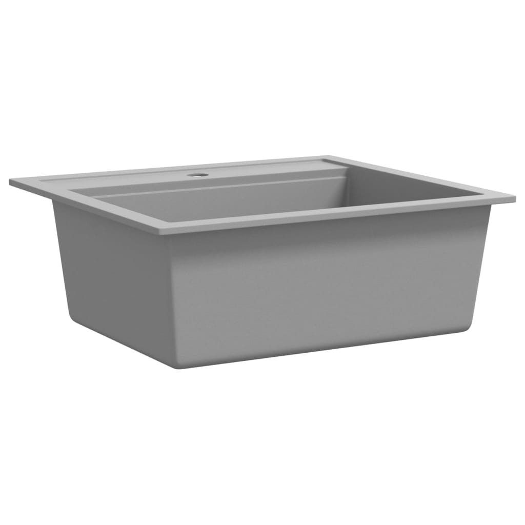 vidaXL Évier de cuisine en granit Bac unique Gris