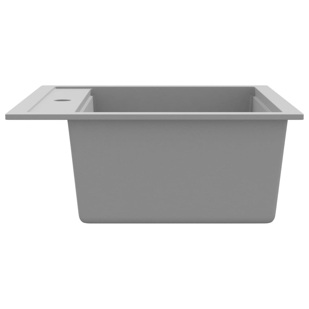 vidaXL Évier de cuisine en granit Bac unique Gris
