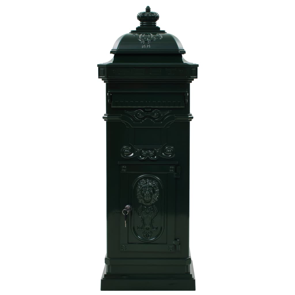 vidaXL Boîte aux lettres à pilier Aluminium Vintage antirouille Vert