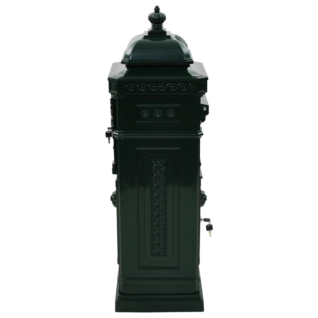 vidaXL Boîte aux lettres à pilier Aluminium Vintage antirouille Vert