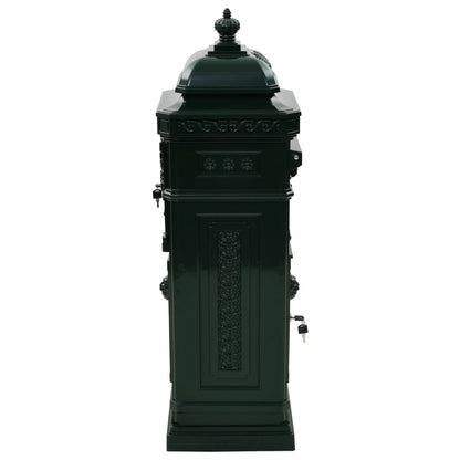 vidaXL Boîte aux lettres à pilier Aluminium Vintage antirouille Vert