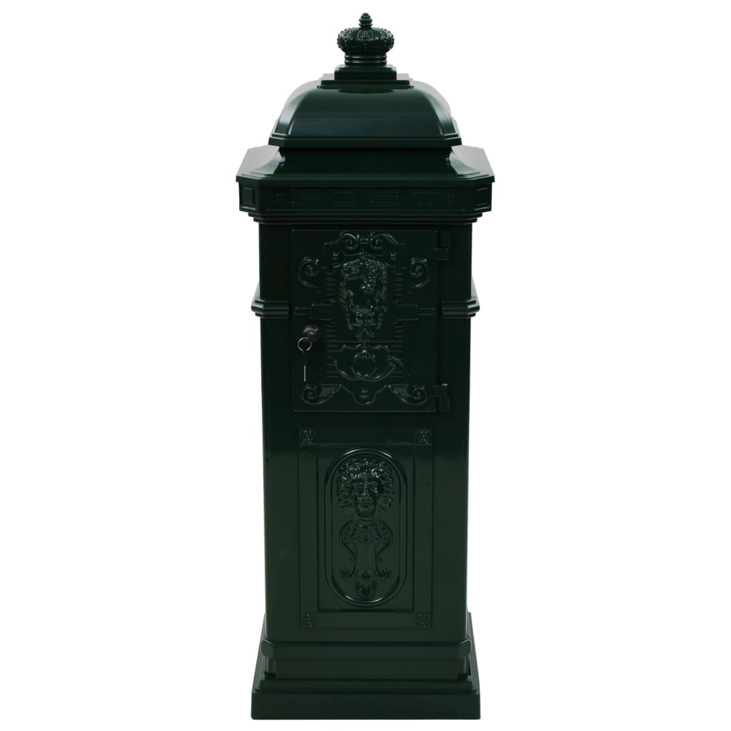 vidaXL Boîte aux lettres à pilier Aluminium Vintage antirouille Vert