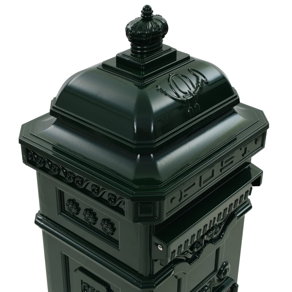 vidaXL Boîte aux lettres à pilier Aluminium Vintage antirouille Vert