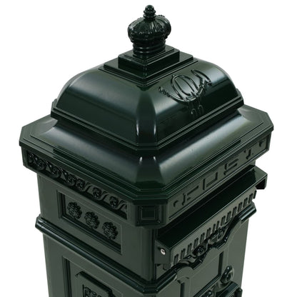 vidaXL Boîte aux lettres à pilier Aluminium Vintage antirouille Vert