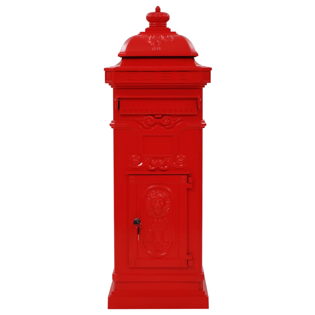 vidaXL Boîte aux lettres à pilier Aluminium Vintage antirouille Rouge