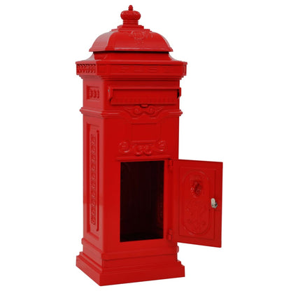vidaXL Boîte aux lettres à pilier Aluminium Vintage antirouille Rouge