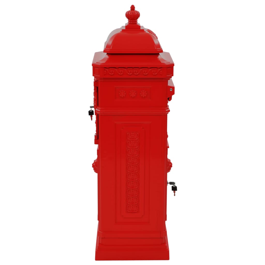vidaXL Boîte aux lettres à pilier Aluminium Vintage antirouille Rouge