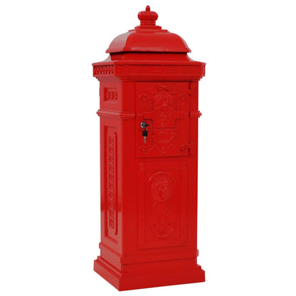 vidaXL Boîte aux lettres à pilier Aluminium Vintage antirouille Rouge