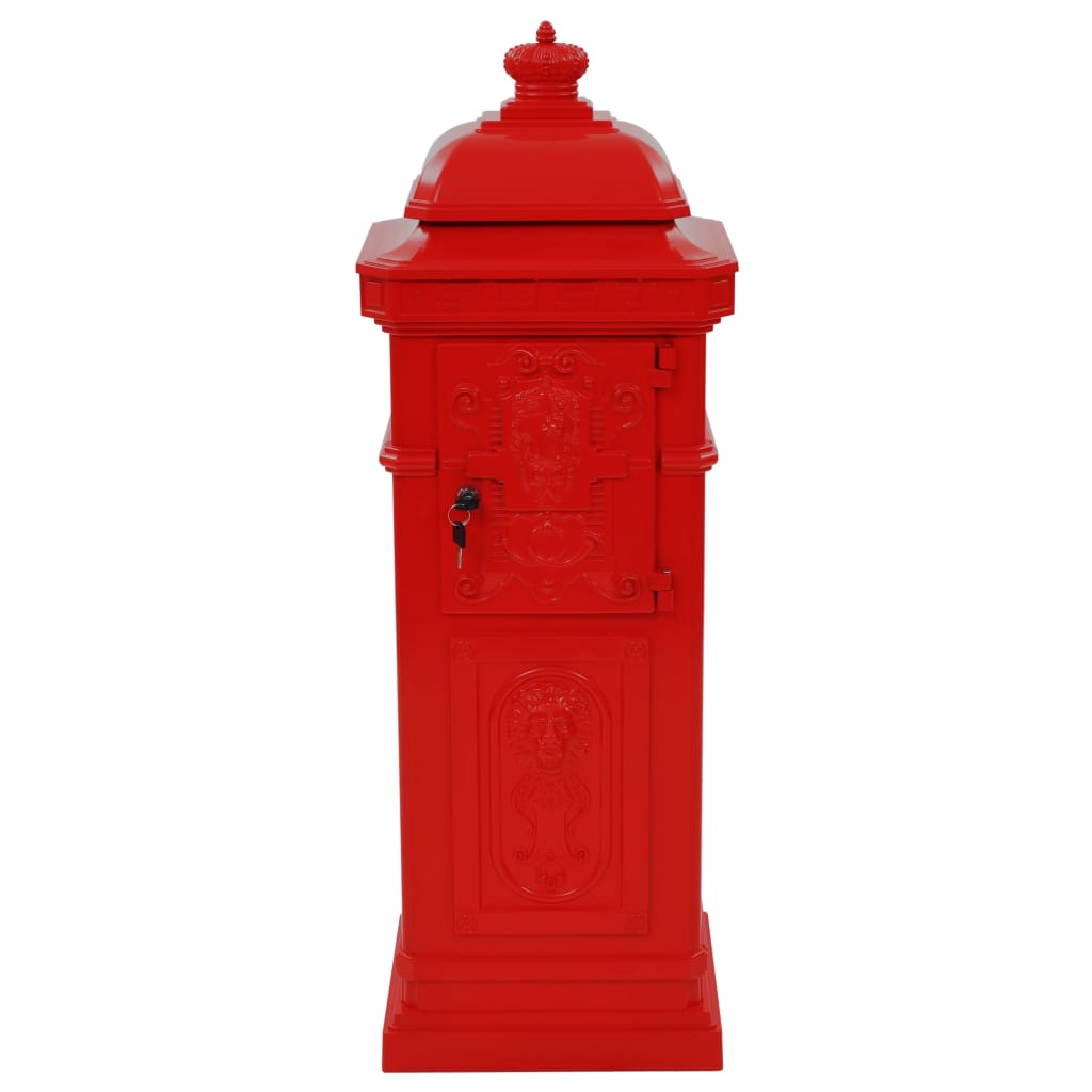 vidaXL Boîte aux lettres à pilier Aluminium Vintage antirouille Rouge