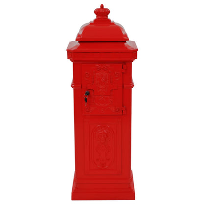 vidaXL Boîte aux lettres à pilier Aluminium Vintage antirouille Rouge