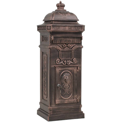 vidaXL Boîte aux lettres à pilier Aluminium Vintage Bronze antirouille