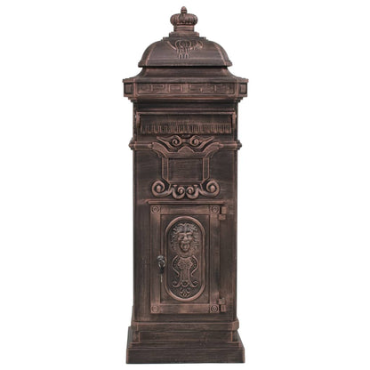 vidaXL Boîte aux lettres à pilier Aluminium Vintage Bronze antirouille