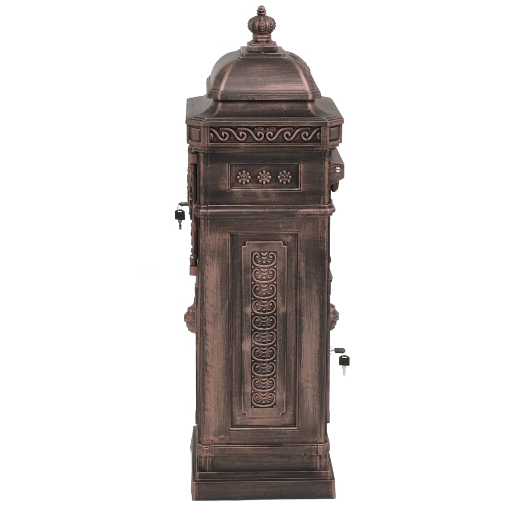 vidaXL Boîte aux lettres à pilier Aluminium Vintage Bronze antirouille