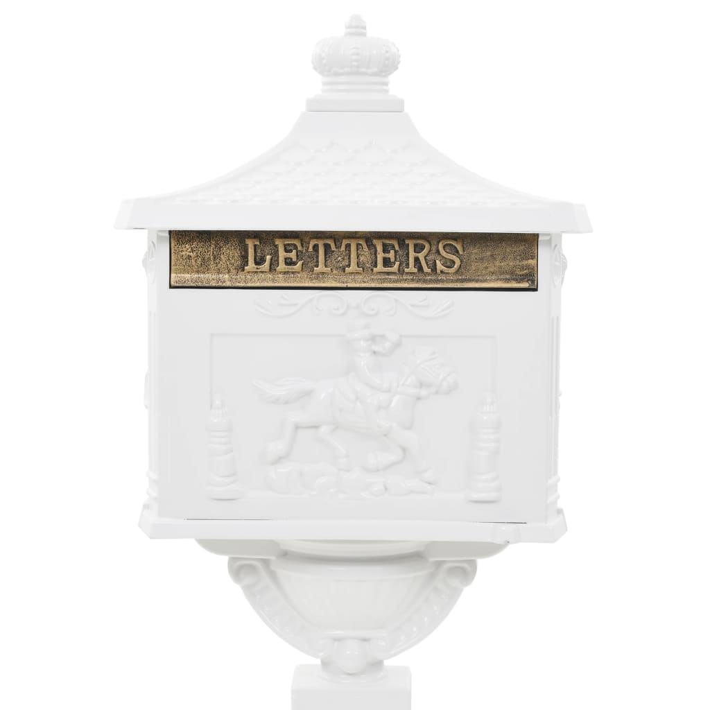 vidaXL Boîte aux lettres sur pied Aluminium Vintage Antirouille Blanc